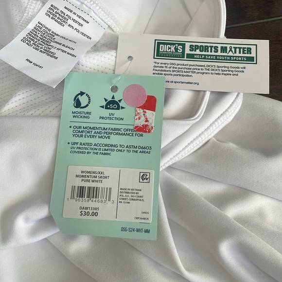 DSG Performance High Rise Momentum Skort White Built in short Sz XXL Active NWT - Picture 13 of 16
